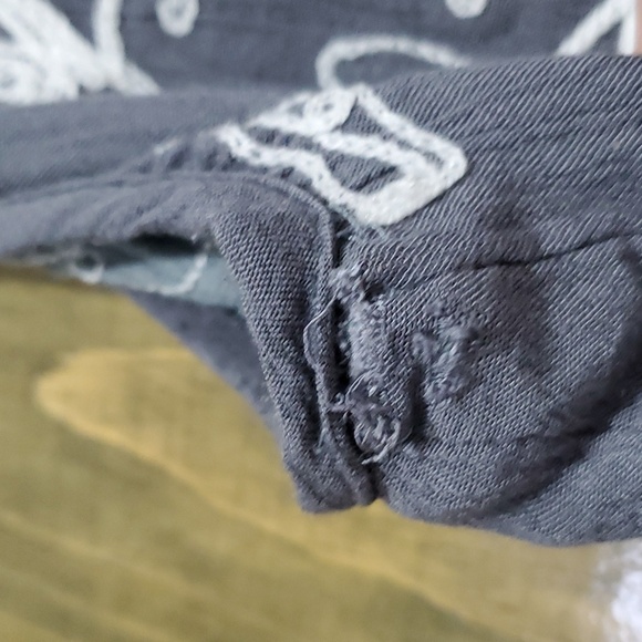 BOHO DAZE GAUZY GRAY WHITE SLIP DRESS PEASANT EMBROIDERED SUMMER MINI GYPSY BABY - Picture 7 of 7